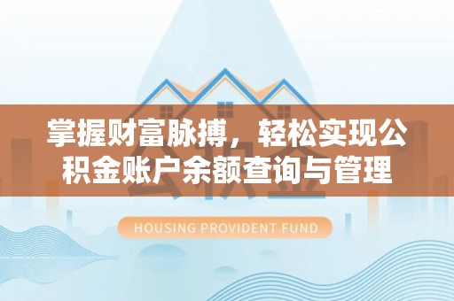 沙湾掌握财富脉搏，轻松实现公积金账户余额查询与管理
