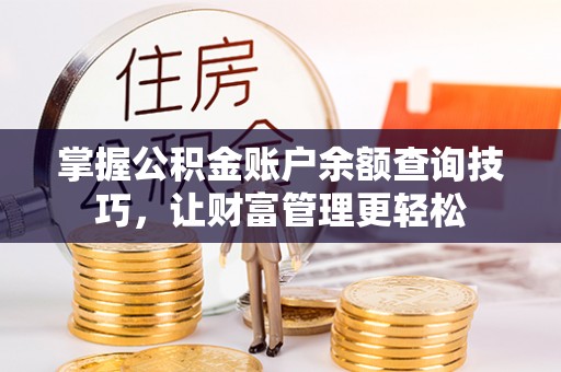 沙湾掌握公积金账户余额查询技巧，让财富管理更轻松