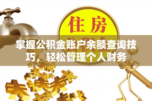 沙湾掌握公积金账户余额查询技巧，轻松管理个人财务