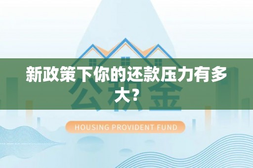 沙湾新政策下你的还款压力有多大？